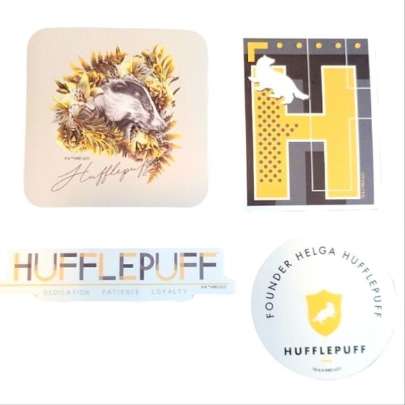 NEW HARRY POTTER HUFFLEPUFF WATERPROOF VINYL DECALS LOT OF 4. SHIPPING DISCOUNT. - Picture 1 of 5